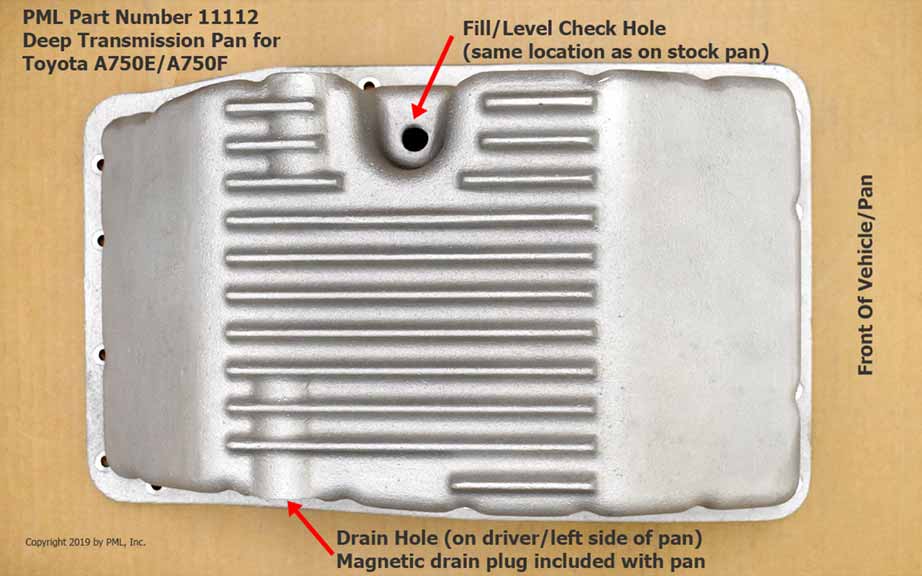 Toyota A750 PML Transmission Pan - Fill Holes
