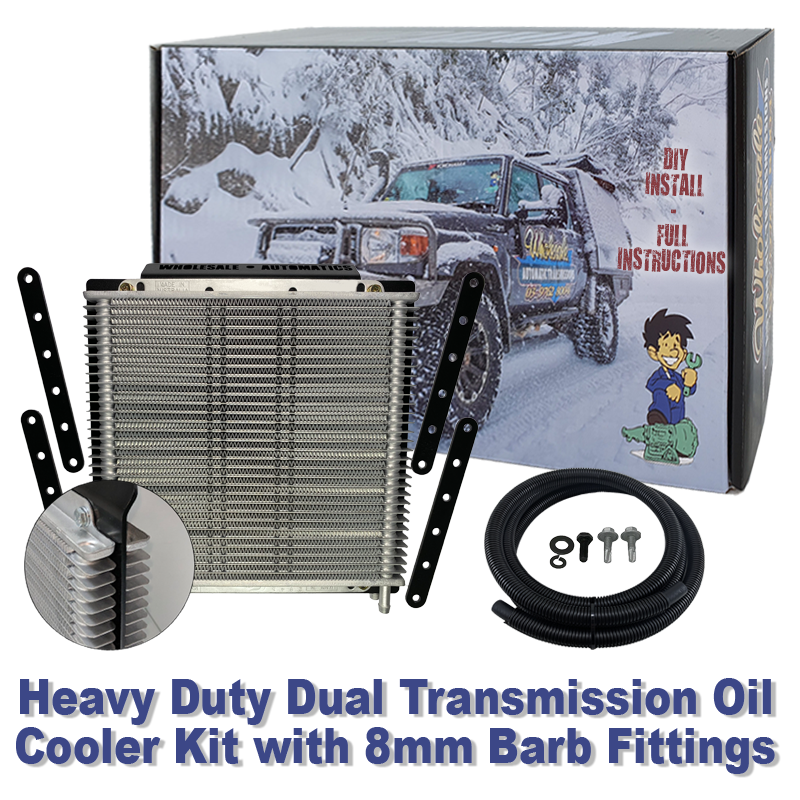 Extra Large Heavy Duty Transmission Oil Cooler with 8mm Barb Fittings