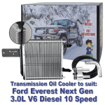 Dual Heavy Duty Transmission Oil Cooler Kit to suit Ford Everest Next Gen 3.0L V6 Diesel with 10 Speed Auto